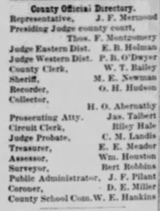 Barry County Officials clipping 1912